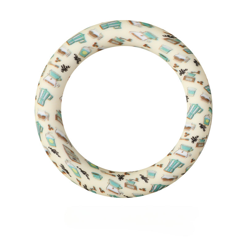 Wholesale 20pcs Silicone Bead Ring Keychain Beaded Jewelry Children DIY Handmade Silicone Bracelet